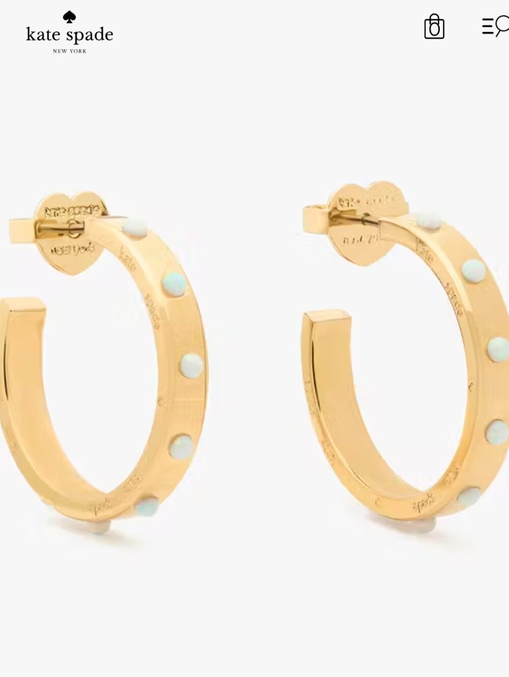 NWT kate spade Set In Stone Opal Hoops - Gold